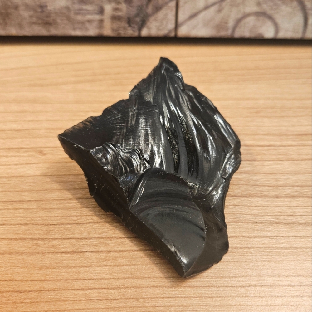 Raw natural black obsidian chunk